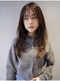 ロングレイヤーカット顔周りレイヤーウルフハッシュカット韓国