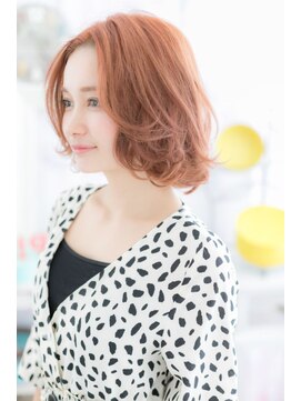 ミック ヘアアンドビューティー 大山店(miq Hair&Beauty) センターパート&ラブオレンジカラーで♪垢抜けボブディa