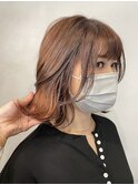 フレンチボブ　暖色系カラー　シークレットハイライト
