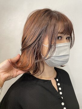 ブレス 横浜(bless) フレンチボブ 暖色系カラー シークレットハイライト