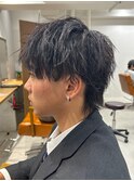 メンズマッシュツーブロ刈り上げ波巻きツイストスパイラルパーマ