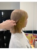 ベージュ×イエロー インナーカラー stylist聖斗