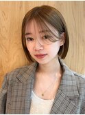 ミニボブ前髪なしワイドバング美髪イメチェンダブルカラー