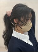 #83/韓国/韓国風/レイヤーカット/後れ毛/くびれヘア/前髪/原宿
