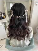 ブライダルヘアセット/前撮りヘアメイク/ハーフアップ