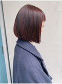 ピンクライングラデーション 前下がりボブ