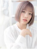 ラベージュ透けバング前下がりぶつ切りボブa上尾10代20代30代