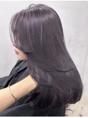 ふんわりミディアムシースルーバングアッシュカラー大人ボブ