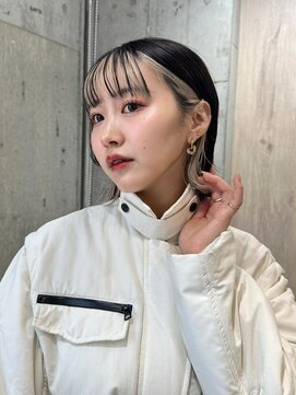 サンク 原宿 表参道(cinq) イヤリングカラー前髪インナーカラーピンクベージュバングカラー