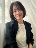 ナチュラルボブ◎内巻き/大人ボブ/艶ベージュカラー