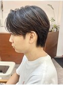 ニュアンスパーマ/センターパート/ベリーショート/アッシュ