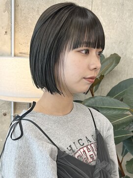 ノード(NODE) 栄黒髪垢抜けストレートシルエットボブヘア