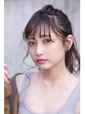大人かわいい前髪セシルカットココアブラウンフリンジウェーブ