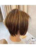 カット、白髪ぼかしハイライト