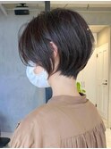大人ショートボブヘア切りっぱなしボブ丸みショートヘア30代●