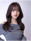 チョコグレージュ/20代30代大人かわいい/ミディアムレイヤー