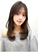20代30代40代◎前髪パーマ韓国風巻きくすみベージュお団子ヘア