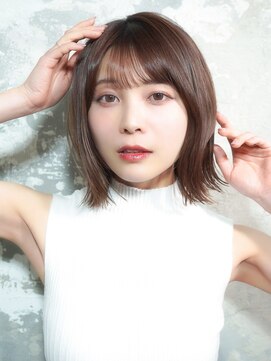 ラフィスヘアールート 大橋店(La fith hair root) 【La fith】外ハネボブ×シースルーバング×セピアベージュ