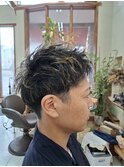 メンズカット（マッシュショート）　メッシュカラー