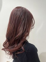 ポンポネ&nbsp;ボルドーカラーセミロング