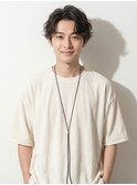 池袋 サーフカール センターパート ツーブロック メンズパーマ