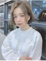 【shige】アッシュブラウンネオウルフ毛先パーマ外ハネボブ