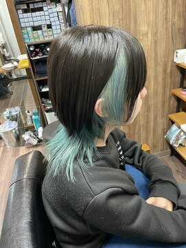 ラル(Lull) インナーカラー×ターコイズブルー/アルカリ酸熱トリートメント