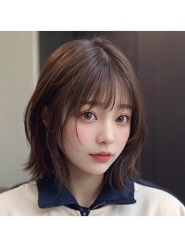 エニ 自由が丘(ENi) 黒髪/グレーベージュ/レイヤーロング/前髪パーマ[自由が丘駅]