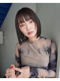 大人ボブ大人ショートボブ切りっぱなしボブ前髪あり前下がりボブ