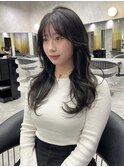 オリーブグレージュ レイヤースタイル 韓国ヘア