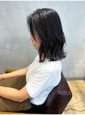 【吉田江梨】ミディアムパーマ　暗色艶カラー　コテアレンジ