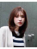ミディアムレイヤースタイル/コーラルブラウン