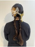ヘアアレンジ/ツイン/編みおろし