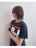 オレンジブラウン×切りっぱなしボブ×顔まわりレイヤー