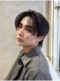 フェザーパーマニュアンスパーマメンズセンターパート襟足あり