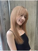 ★ミディアムレイヤーカット長めボブミルクティーベージュカラー