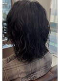 ミディアム。ロングパーマ