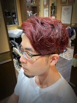 レオヘアワークス(LEO HAIR WORKS) 赤髪 ツーブロック 刈り上げ 震災刈り メンズサロン新潟床屋
