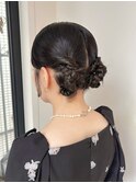 ヘアセット　タイトアレンジ　お呼ばれヘア