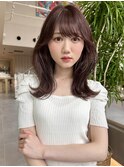 切りっぱなしボブ エアリーロング 美髪 ピンクブラウン