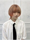 オレンジデザインカラーショートウルフカット【広島/本通】