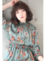 ヘア ルーナ バイ アプリーレ(hair lune by Aprire)&nbsp;パールグレージュナチュラルウェーブボブ20代30代40代