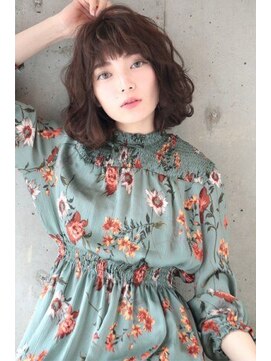 ヘア ルーナ バイ アプリーレ(hair lune by Aprire) パールグレージュナチュラルウェーブボブ20代30代40代