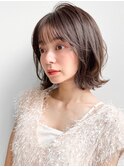 愛され20代30代40代◎似合わせカット暗めカラー斜めバング