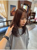 ケアピンクカシスブラウンカラー顔まわりレイヤーカット韓国ヘア