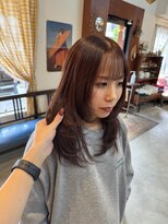 チャプター 問屋町(chapter) ケアピンクカシスブラウンカラー顔まわりレイヤーカット韓国ヘア