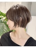 イメチェンショート外ハネボブ美髪ダークアッシュ似合わせカット