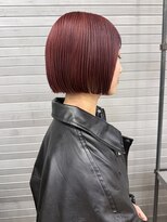 ロックス バイ マグ 松本(rocks BY MAG)&nbsp;◎韓国風ブリーチ×ワインレッド切りっぱなしボブ