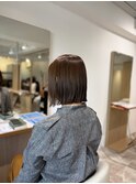 外ハネボブオリーブグレージュタッセルボブ前下がりボブ四条大宮