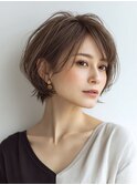 白髪ぼかし脱白髪染め似合わせショートボブ40代50代60代